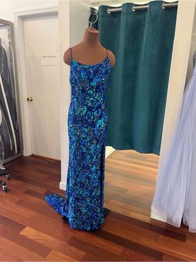 Aleta embellished sequin scoop neck gown